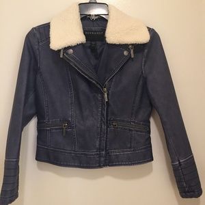 Faux Leather Jacket + Detachable Collar Bernardo Girls